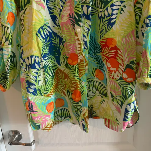 STAUD Women’s XS  Vincent Linen Tunic Top in Capri Tree Bright Summer Palm Floral