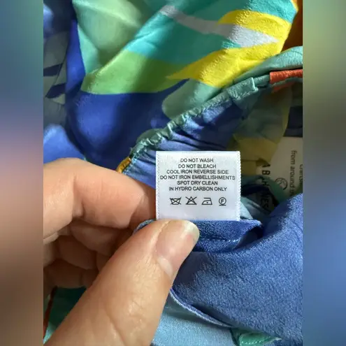 NWT Moda Baronessa Ari Short Canaria Print High Rise Belted Silk Shorts Small Blue