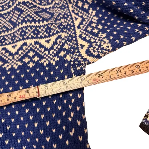 L.L.Bean Women’s Blue Cream Fair Isle Knit Cottagecore Ski Sweater Small in EUC