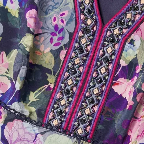 Johnny Was Embroidered jewled VALERIA SILK MAXI DRESS NWT