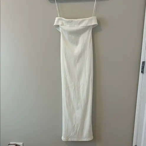 WHOIAM white bodycon strapless dress ribbed cuff top Size 6