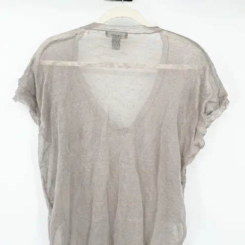 Christopher Fischer Womens Beach Cover Up Sheer Linen Metal Blend Tunic Top M/L Tan Size M
