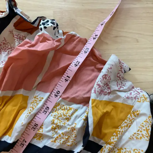 ANTHROPOLOGIE THE ODELLS Nouveau Shirt dress Patch mixed pattern Size Medium Yellow