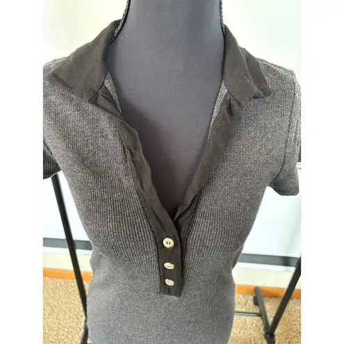 T.La Anthropologie Bodycon Maxi Dress Collared Polo Gray Casual Comfort XS