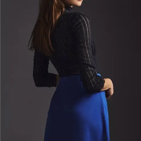 Anthropologie ANTHRO HUTCH BLUE SPLIT FRONT MINI SKIRT M