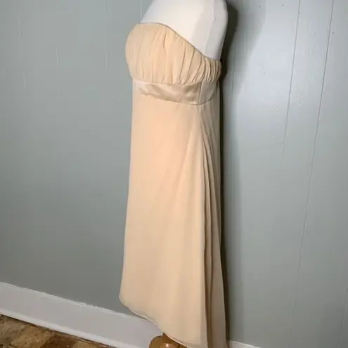 Alfred Angelo Champagne Chiffon Overlay Formal Prom Hi/Lo Strapless Dress M