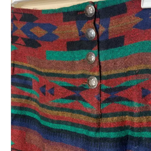 Vintage Robellas Southwestern Aztec Print Maxi Skirt With Slit Size 3/4 Red