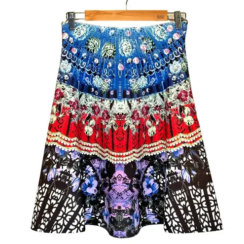 Clover Canyon A-Line Multi-Color Floral Scuba Skirt - size Medium