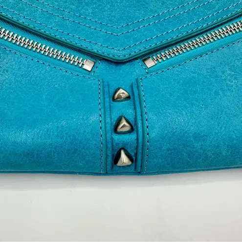 Botkier Trigger Crossbody in Teal Leather Silver Hardware Tassels Studded