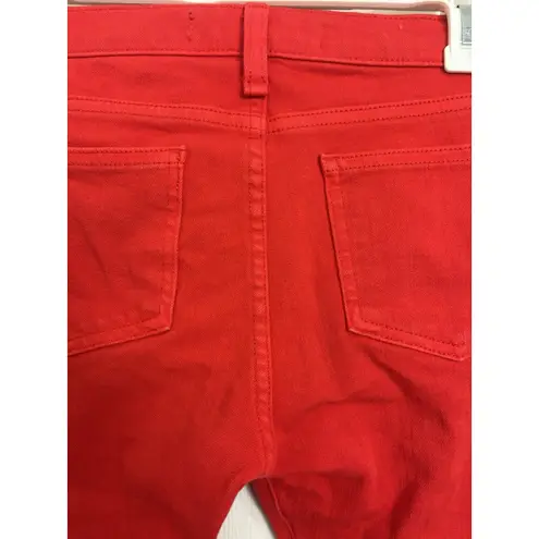 Veronica Beard Jeans Red Brooke 8.5” Crop Denim Pants Size 25 Holiday Party