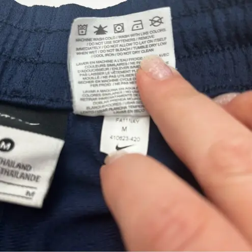 Nike  Women SZ Medium Navy Blue White Dri-Fit Shorts Elastic Waistband Drawstring