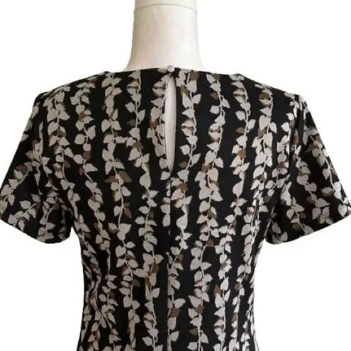 Tommy Hilfiger  Black Tan Leaf Print Short Sleeve Casual Shift Dress Size 8 NWOT