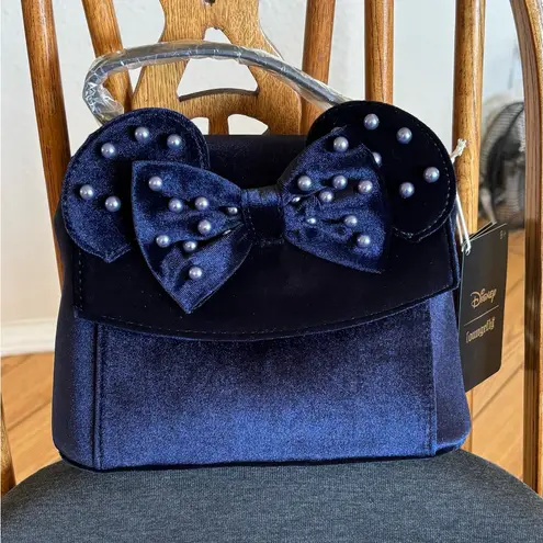 Lounge Fly NWT Disney Exclusive Minnie Mouse Ears blue velvet crossbody handbag