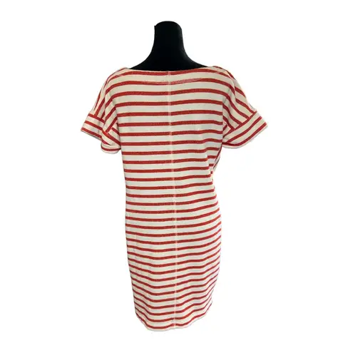 Talbots  Stargazer Stripe T Shirt Dress Dark Nectarine Size Medium Petite