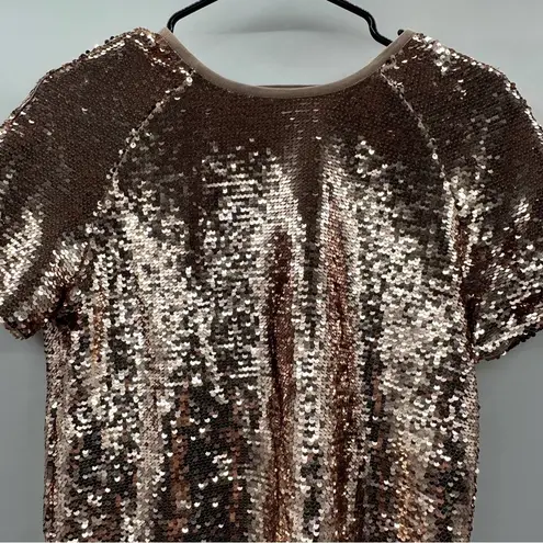 Sweaty Betty  Gold Sequin Open Back Short Sleeve Top Size XS