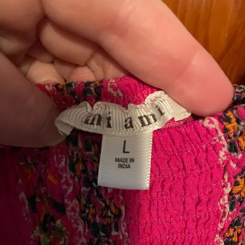 EUC pink boho Western print baby doll midi tank dress Mi Ami Francesca’s L Size L