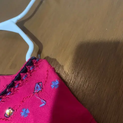 White Stag Pink Embellished 3/4 Sleeve Blouse