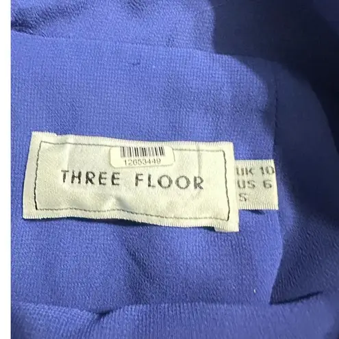 Three Floor Afterglow Dress Women's 6 Blue Black Mini Ruffle Open Back Lace RTR