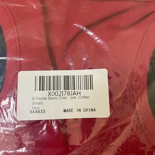 NEW Set Of 6 Crop Tank Tops ~ White Black Red Purple Coffee Navy ~ Size Small