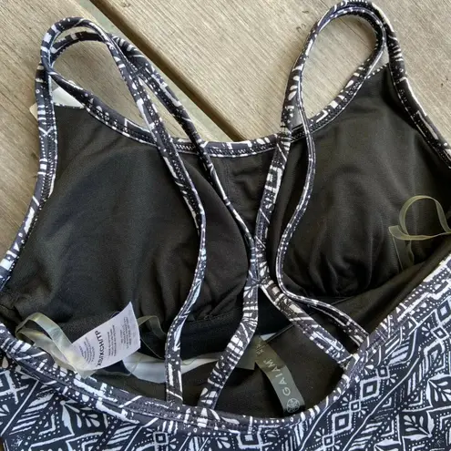 Gaiam Womens Tank Top XS Shine Bra Cassie Print Black Tap Shoe Yoga Athleisure