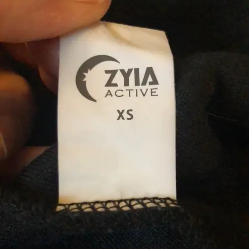 Zyia Active Leopard Flying V Fleece Jacket Sz. XS Black Teddy Workout Cozy