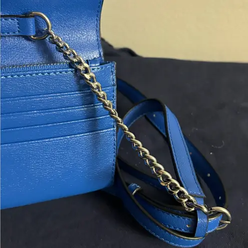 Karl Lagerfeld Paris Lourdes Blue Crossbody Bag with wristlet strap