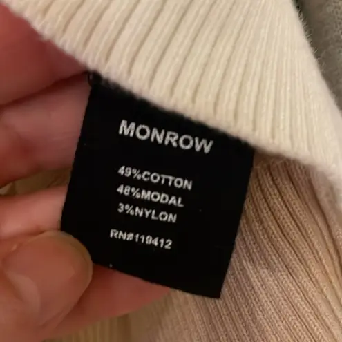 Monrow Neutral Colorblock Crew Neck Sweater Gray Size M