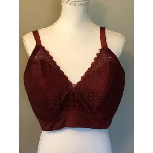 Auden Bralette Womens 4X Used Lightly Lined Burgundy Lace Wireless