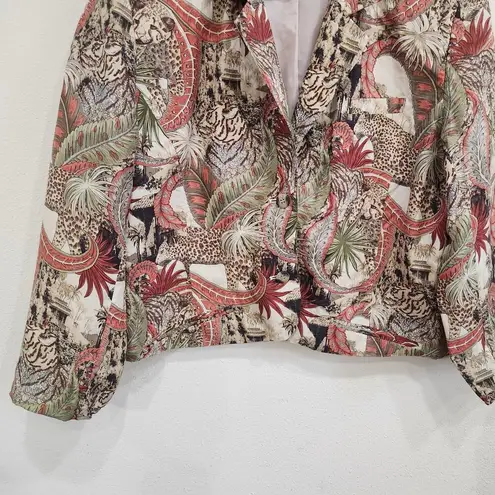 Anna And Frank Animal Print Jungle Long Sleeve Vintage Blazer Jacket Size Large Red