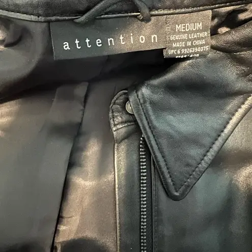 Attention Brand Trending Fitted Genuine Leather Moto Jacket MEDIUM