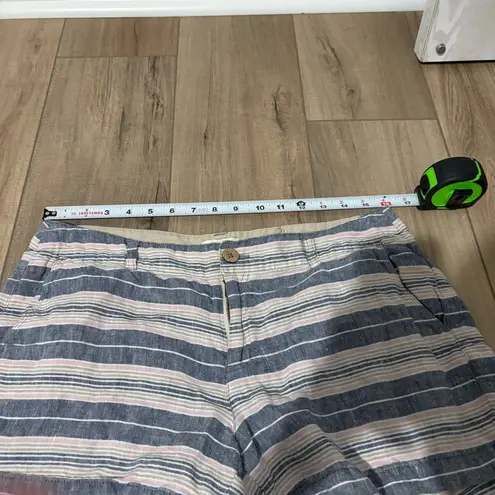 St. Tropez Linen Chino Striped Shorts blue pink size 8