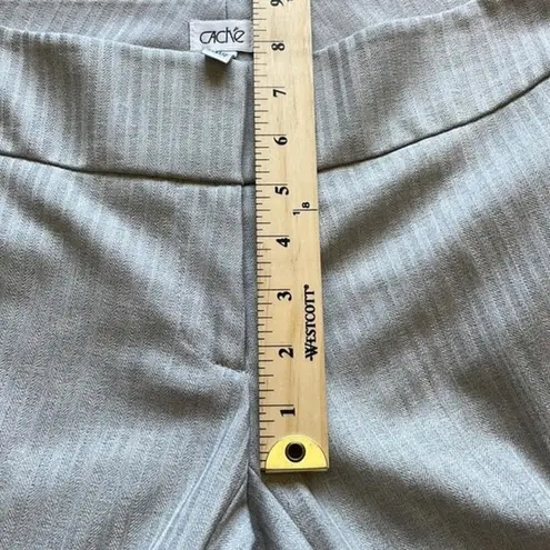 Cache  Gray Dress Pants - Striped Silver Ribbed Flare Vintage Y2K Size: 2