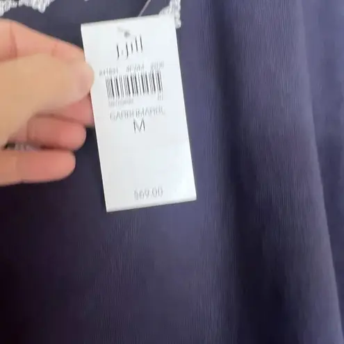 Pure Jill NWT Embroidered Cap Sleeve Gray Cotton Tencel Top Size Medium