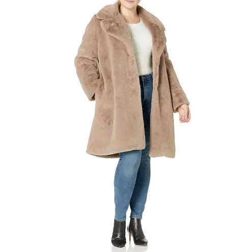 The Drop Sand Kiara Loose Fit Long Faux Fur Coat Beige XXS