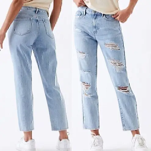 PacSun Mom Jeans Light Wash Distressed Ripped High Waisted Cropped Crop Ankle 24