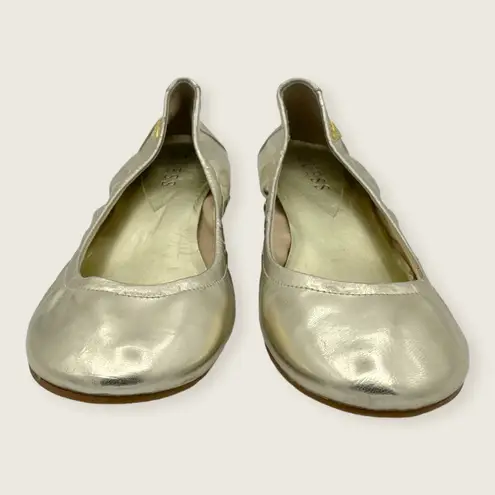 Guess Janessa Gold Metallic Vegan Low 1.25” Stacked Wedge Ballet Flat 6.5