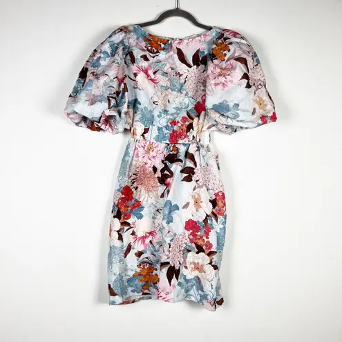 Cara Cara Bonnie Linen Cotton Cut Out Waist Balloon Sleeve Japanese Floral Dress