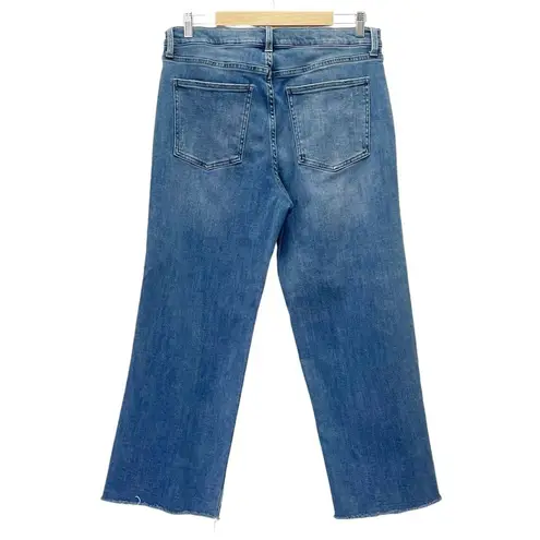 Pistola Super High Rise Straight Cropped Jeans Medium Wash Raw Hem Size 32 | 14