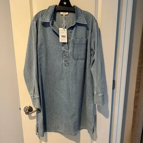 NWT Lafayette 148 Lightweight Denim Patch Pocket Popover Dress | M Blue Size M