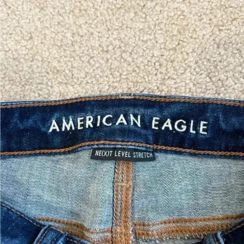 American Eagle  high rise shortie dark blue jean shorts in size 00