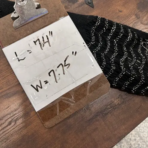 NWT Ralph Lauren Jeans Co Black Beaded Fringe Scarf Wool Blend Knit