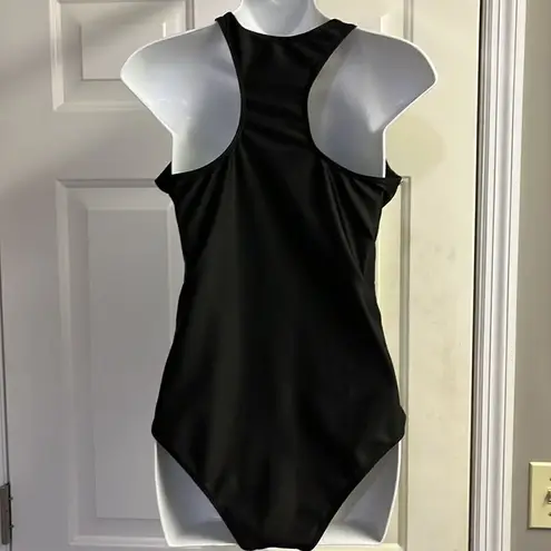 SheIn  Black One Piece Plunging Neckline with Tie and Razorback Swimsuit- Large