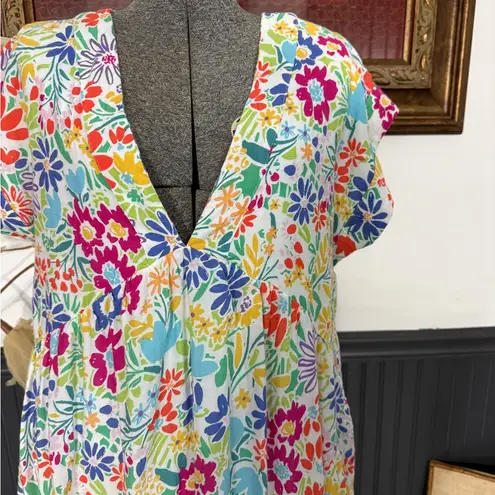 Uncle Frank Multicolor Floral V Neck Tiered Mini Sundress ~ Size Large ๐งก๐ - Image 2
