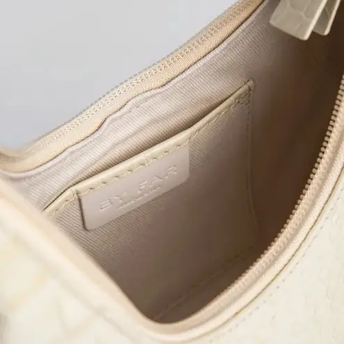BY FAR Amber Cream Crocodile Embossed Leather Large Shoulder Bag NEW Ivory Purse