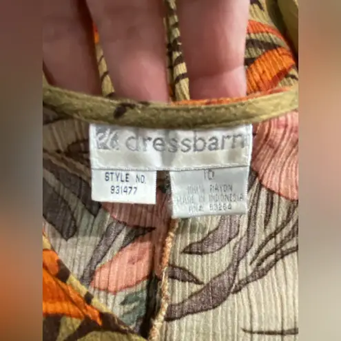 Dressbarn Tank Dress Floral Tiger Print Button Down Front Slits Maxi Size 10 Orange