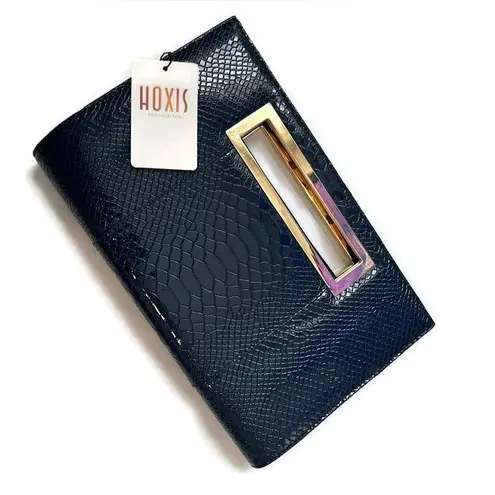 New Navy Textured Clutch Missing Gold Shoulder Strap Blue