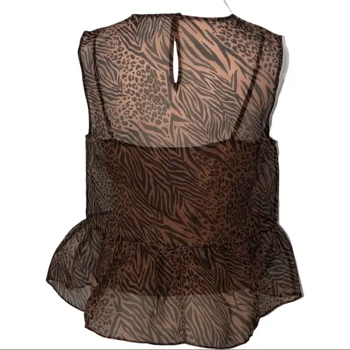 Cami NYC Amira Jungle Print Peplum Silk Top M