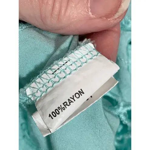 Solitaire Swim Women's Eyelet Swimming Cover Up Top Shirt Teal Green Size Medium