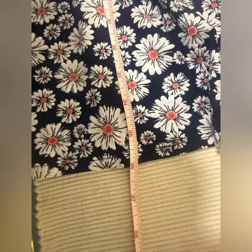 MSK Petite Daisy Floral Swing Dress PXL Navy Ring Neck Keyhole Summer Casual White Size undefined