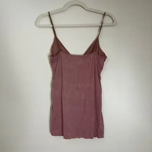 Vintage 90s Y2K Shihreen Silk Blend Floral Pink Beaded Waist Tank Top Size Med